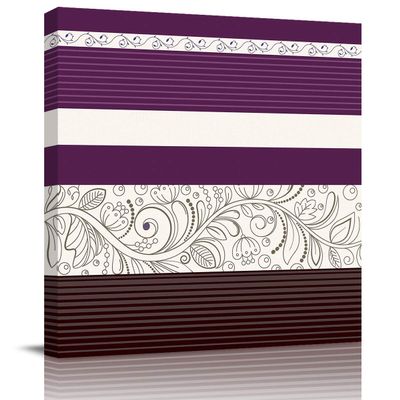 1 Panel Canvas Wall Art for Home Office Bathroom Decoration,Modern Canvas Artwork Colorful Stripe Floral Pattern Picture Giclee Print on Canvas,Ready to Hang,