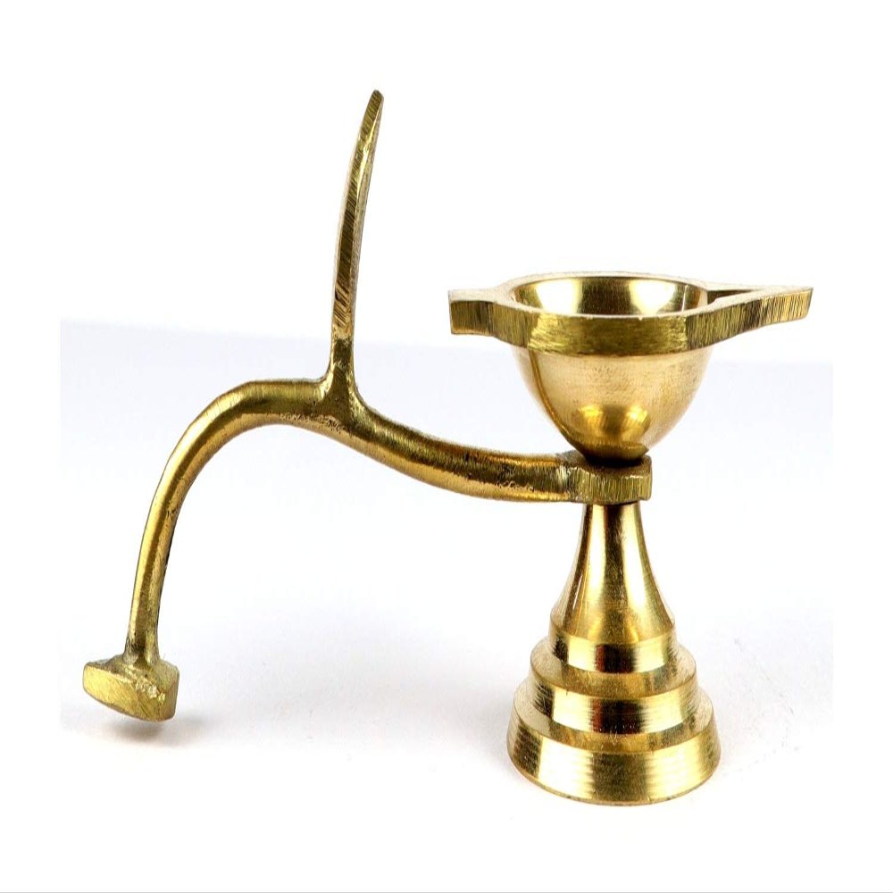 ASHIRWAD Brass Oil/Ghee Aarti Jyot Diya Lamp Arti for Puja Heavy One with Handle | AE000010-01 (1.5 Inch)