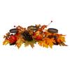 21" Orange Fall Harvest Leaves and Pumpkins Candle Holder view 1