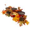 21" Orange Fall Harvest Leaves and Pumpkins Candle Holder view 3