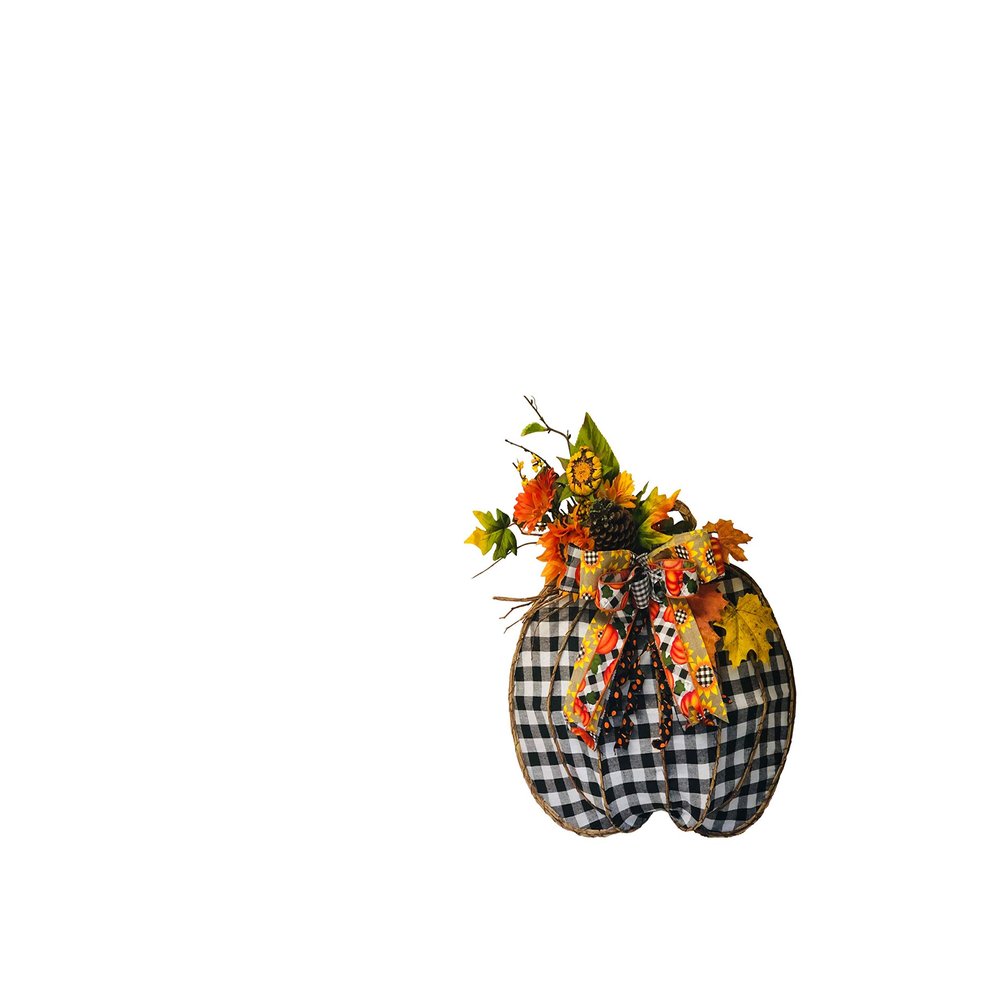 Dixies Wreaths Fall Wreath,Pumpkin Wreath,Fall Door Decor,Sunflower Fall Wreath,Buffalo Check Decor
