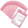 100 Pcs Resealable Mylar Bags, Sealable Odor Proof Foil Pouch Bag with Clear Window, Small Bussiness Packaging Supplies (Pink, 3 X 4.7 Inch) view 1