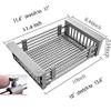 CARNAVAL Stainless Steel Kitchen Drying Rack, Retractable Drain Basket with Adjustable Armrest, Over The Sink Dish Drying Rack view 3