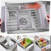 CARNAVAL Stainless Steel Kitchen Drying Rack, Retractable Drain Basket with Adjustable Armrest, Over The Sink Dish Drying Rack view 4