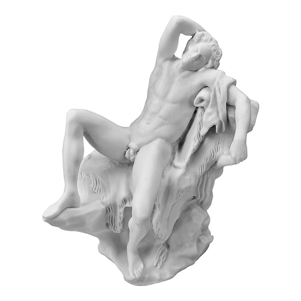 Barberini Faun Sleeping Drunken Satyr Greek Statue Sculpture Cast Marble White