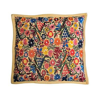ALKIMIA INC Mexican Handmade Pillow Cover Chiapas Embroidery (Beige)