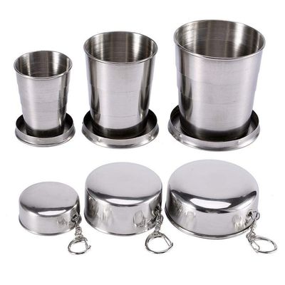 Magik 3-6 Pack Stainless Steel Portable Camping Hiking Sports Compact Travel Folding Collapsible Cups (6, S+M+L(2 Each))