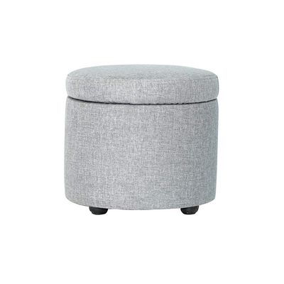 FINDYU Footstool, Living Room Bedroom Storage Round Pouffe Stool with Removable Linen Cover Low Wooden Upholstered Stepping Stool for Shoes Wearing (Color : Gray, Size : #2)