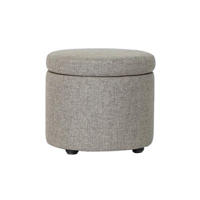FINDYU Footstool, Living Room Bedroom Storage Round Pouffe Stool with Removable Linen Cover Low Wooden Upholstered Stepping Stool for Shoes Wearing (Color : Light Brown, Size : #2)