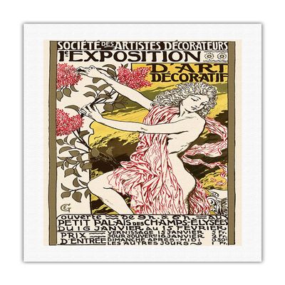 1st Exhibition of Decorative Art - Art Nouvelle Poster at Champs Elysees Little Palace - Vintage Advertising Poster by Eugne Samuel Grasset c.1894 - Fine Art Rolled Canvas Print 20in x 26in