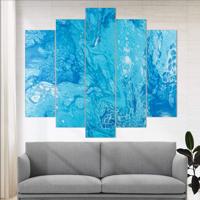 Abstract Marble Canvas Print, Painted Abstract Ocean Print, Abstract Paintings Abstract Canvas Abstract Decor, Abstract Blue & Gold Print