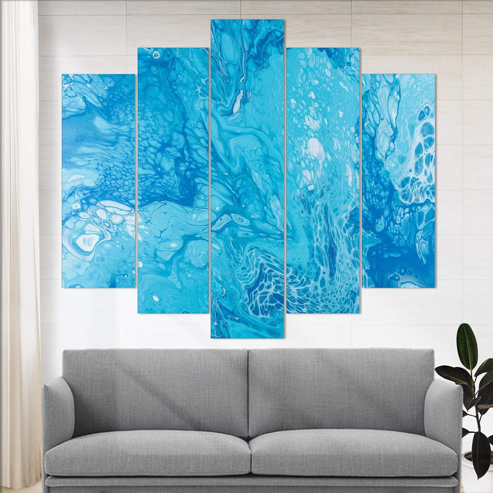 Abstract Marble Canvas Print, Painted Abstract Ocean Print, Abstract Paintings Abstract Canvas Abstract Decor, Abstract Blue & Gold Print