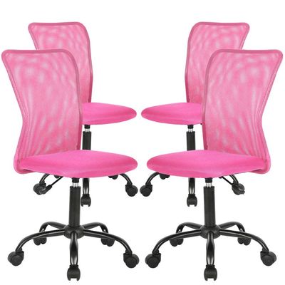 4 Pack Office Desk Chairs w/Lumbar Support - Ergonomic Mid Back Mesh Adjustable Height Swivel Armless Modern Task Executive Chairs for Women & Men