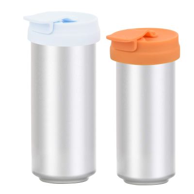 Silicone Slim Can Lids Beverage Can Cover Protector for Slim Can, Tall Skinny Can Beer Bottle, Soda, Energy Drink (Blue and Orange)