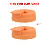 Silicone Slim Can Lids Beverage Can Cover Protector for Slim Can, Tall Skinny Can Beer Bottle, Soda, Energy Drink (Orange, 2 Pieces) view 2