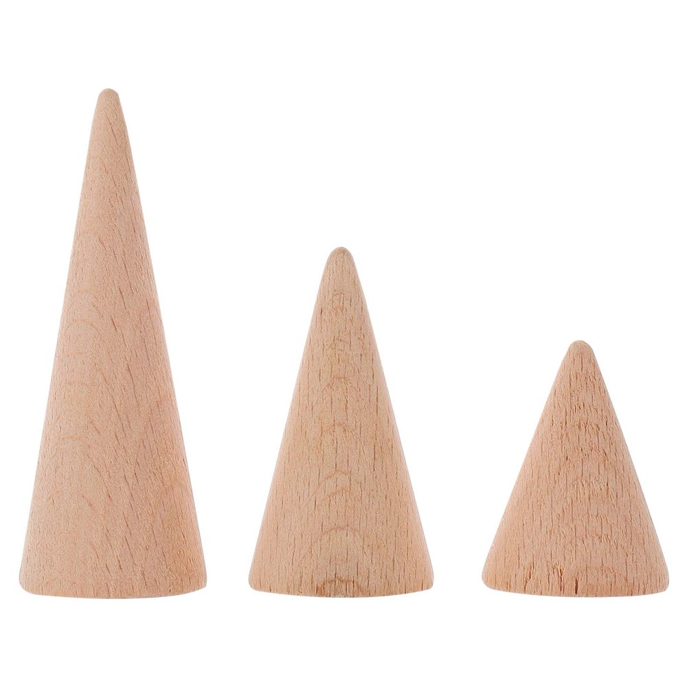 Cabilock 3pcs Wooden Display Rack Creative Cone-shaped Jewelry Holder for Retail and Home Use for Showcasing and Hand Ornaments