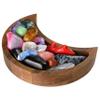 Curawood Crescent Moon Tray - Showcase Your Gems, Healing Stones & Treasures - 6"x3" Wooden Crystal Display Tray, Crystal Holder for Stones Display Shelf, Gemstone Rock Holder Charging Bowl, Walnut, S view 1