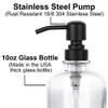 2 Pcs Thick Clear Glass Jar Hand Soap Dispenser Bathroom with Matte Black Stainless Steel Pump, 12ounce Clear Boston Round Bottle Dispenser with Rustproof Pump for Kitchen Dish view 3
