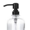 2 Pcs Thick Clear Glass Jar Hand Soap Dispenser Bathroom with Matte Black Stainless Steel Pump, 12ounce Clear Boston Round Bottle Dispenser with Rustproof Pump for Kitchen Dish view 4