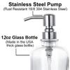 2 Pcs Thick Clear Glass Hand Soap Dispenser Bathroom with Silver Stainless Steel Pump, 12oz Clear Boston Round Bottle Dispenser with Pump for Kitchen Dish view 3