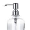 2 Pcs Thick Clear Glass Hand Soap Dispenser Bathroom with Silver Stainless Steel Pump, 12oz Clear Boston Round Bottle Dispenser with Pump for Kitchen Dish view 4