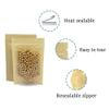 FERENLI 50 Pcs 6.3x9.4 inch Clear Front Brown Kraft Paper for Zip Plastic Package Lock Bag Doypack Stand Up Pouch Zipper Lock Reclosable Pouch Nuts Coffee Food Storage Packaging Pack view 3