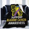 Support Bladder Cancer Awareness Butterfly Adult Kids Fleece Blanket Throw Blanket for Bedding Living Room Decor Sofa Blanket 80"X60" view 1