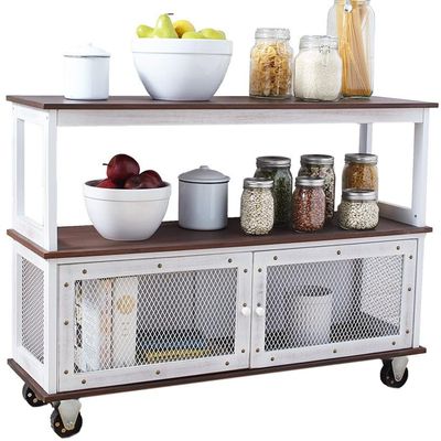 The Lakeside Collection Industrial-Style Rolling Buffet Carts - White