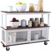 The Lakeside Collection Industrial-Style Rolling Buffet Carts - White view 1