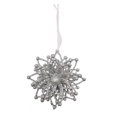 12 Pieces Christmas Glitter Snowflake Plastic Snowflake Ornaments Multilayer Snowflake Hanging Decorations Christmas Tree Decorations for Christmas Party and Home Decor (Silver)