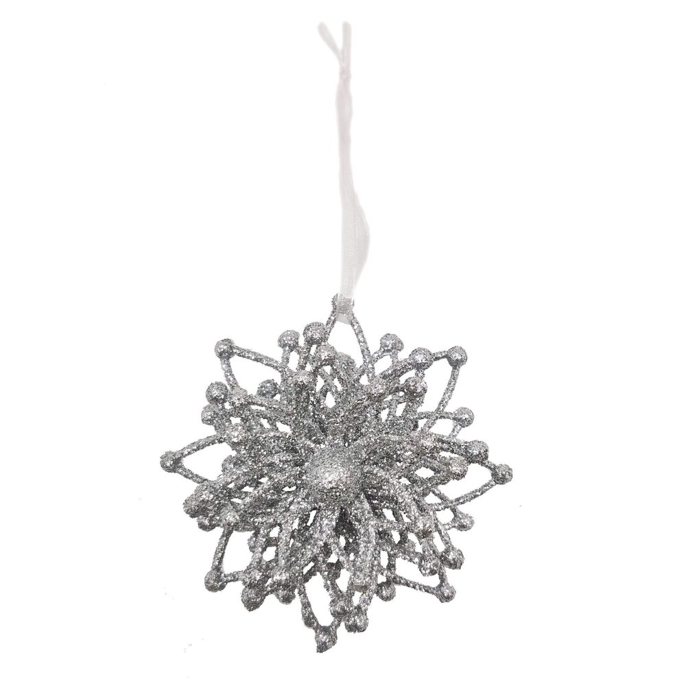 12 Pieces Christmas Glitter Snowflake Plastic Snowflake Ornaments Multilayer Snowflake Hanging Decorations Christmas Tree Decorations for Christmas Party and Home Decor (Silver)