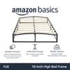 Amazon Basics Metal Platform Bed Frame, with Wood Slat Support, 10 inches High, Full, Black view 3