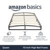 Amazon Basics Metal Platform Bed Frame with Wood Slat Support, 10 Inches High, Queen, Black view 3