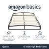 Amazon Basics Metal Platform Bed Frame, with Wood Slat Support, 6 inches High, Queen, Black view 2