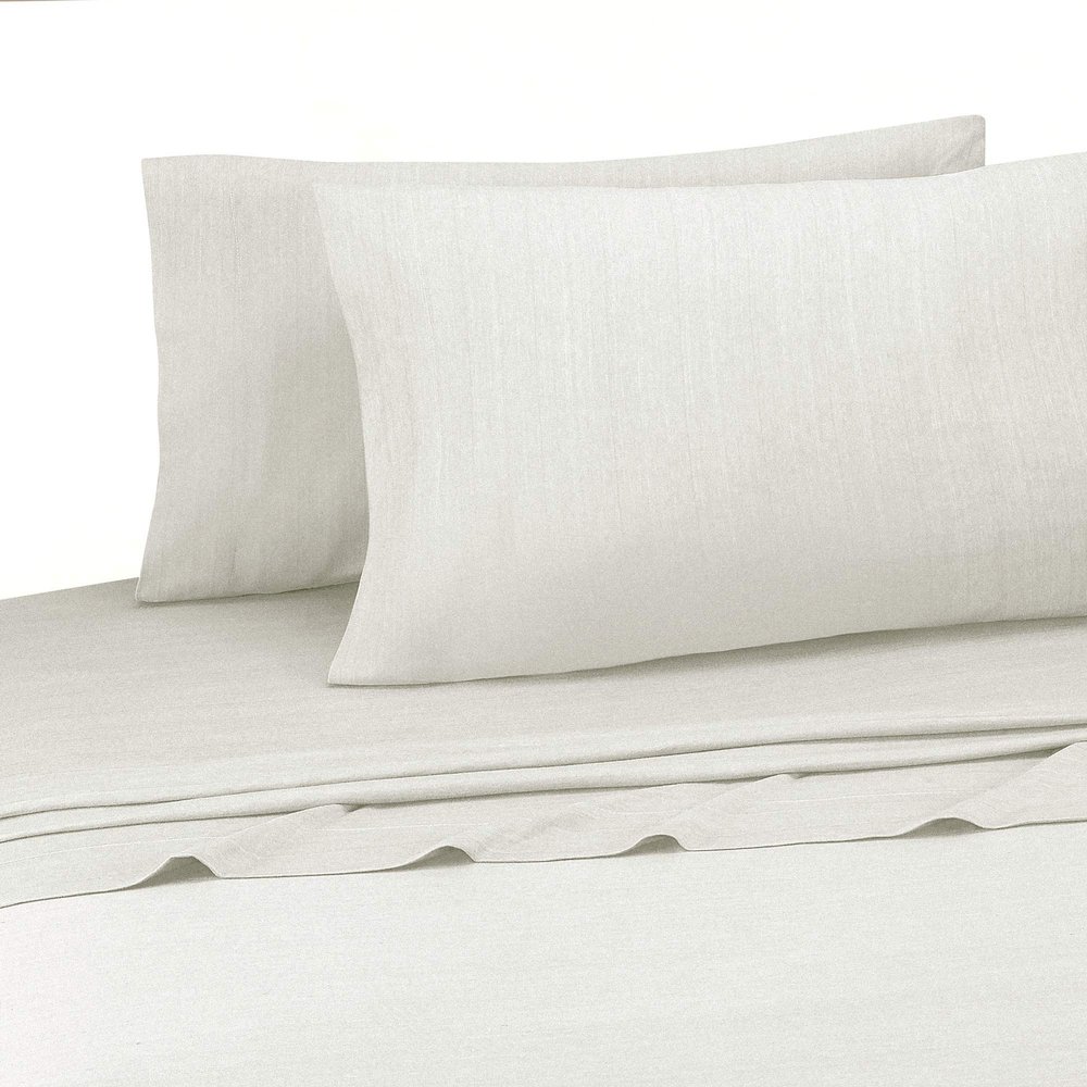 Brooklyn Flat Cotton Blend Ultra Soft Jersey Knit Sheet Set, White, Full