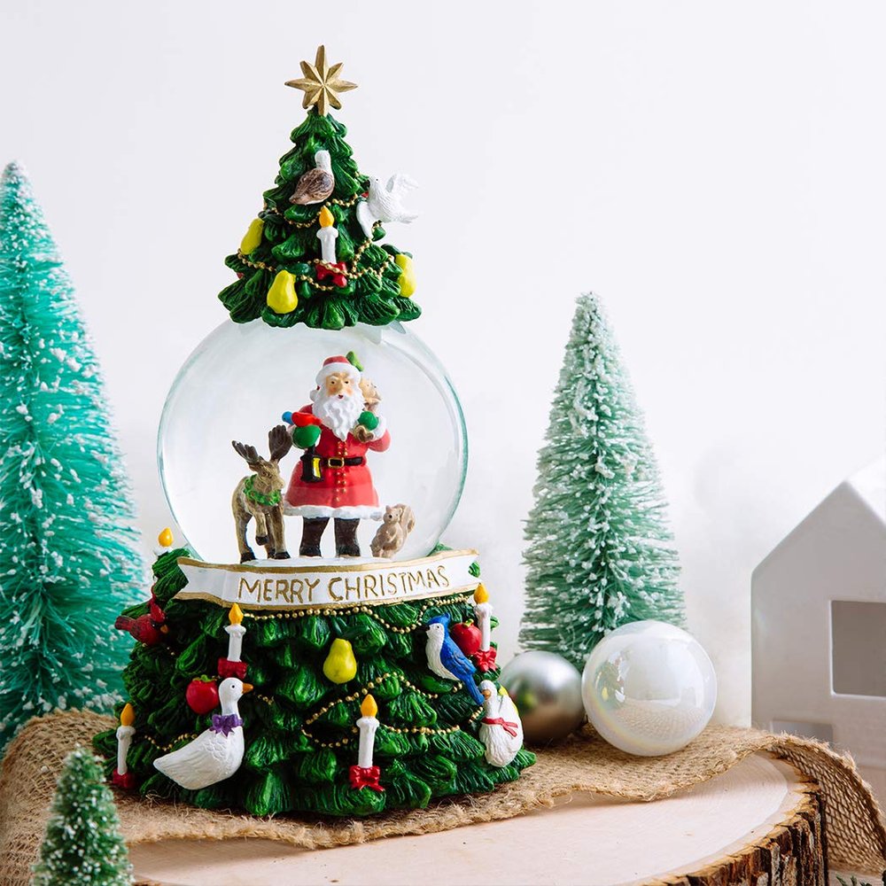 Tydus Inc Winter Pine Santa Snow Globe