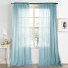 vctops Linen Textured Window Curtains for Bedroom Rod Pocket Solid Sheer Voile Curtain for Living Room Drapes, 2 Panels (Blue,84"x63") view 1