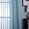 vctops Linen Textured Window Curtains for Bedroom Rod Pocket Solid Sheer Voile Curtain for Living Room Drapes, 2 Panels (Blue,84"x63") view 2