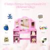 HONEY JOY Kids Vanity, Little Girls Vanity Set with Tri-Folding Mirror, Wooden Princess Makeup Dressing Table, Toddler Vanity, Pretend Play Kids Vanity Table and Chair Set (Pink) view 4