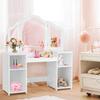 HONEY JOY Kids Vanity, Little Girls Vanity Set with Tri-Folding Mirror, Wooden Princess Makeup Dressing Table, Toddler Vanity, Pretend Play Kids Vanity Table and Chair Set (White) view 1