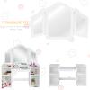 HONEY JOY Kids Vanity, Little Girls Vanity Set with Tri-Folding Mirror, Wooden Princess Makeup Dressing Table, Toddler Vanity, Pretend Play Kids Vanity Table and Chair Set (White) view 2