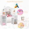 HONEY JOY Kids Vanity, Little Girls Vanity Set with Tri-Folding Mirror, Wooden Princess Makeup Dressing Table, Toddler Vanity, Pretend Play Kids Vanity Table and Chair Set (White) view 3