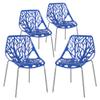 Bonnlo Modern Stackable Chair Set of 4 Kitchen Dining Chair Birch Sapling Comfy Chairs for Indoor Use (Blue) view 1