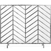 Best Choice Products 38x31in Single Panel Handcrafted Wrought Iron Mesh Chevron Fireplace Screen, Fire Spark Guard for Living Room, Bedroom Dcor w/Distressed Antique Finish - Pewter view 1