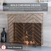 Best Choice Products 38x31in Single Panel Handcrafted Wrought Iron Mesh Chevron Fireplace Screen, Fire Spark Guard for Living Room, Bedroom Dcor w/Distressed Antique Finish - Pewter view 2