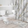 4 Pcs Shower Curtain Set Bathroom Sets, 36"x72" Absorbent Non-Slip Bathroom Rugs Bath Mat and Toilet Lid Cover, Watercolor Gold and Gray Marble Textured Waterproof Bath Curtain with Hooks view 1