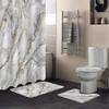 4 Pcs Shower Curtain Set Bathroom Sets, 36"x72" Absorbent Non-Slip Bathroom Rugs Bath Mat and Toilet Lid Cover, Watercolor Gold and Gray Marble Textured Waterproof Bath Curtain with Hooks view 2