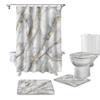 4 Pcs Shower Curtain Set Bathroom Sets, 36"x72" Absorbent Non-Slip Bathroom Rugs Bath Mat and Toilet Lid Cover, Watercolor Gold and Gray Marble Textured Waterproof Bath Curtain with Hooks view 3