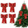 5pcs Christmas Ribbon Bows Large Christmas Tree Bowknot Hanging Pendant Decoration for Xmas Tree Wreaths Boxes (Red) view 1