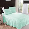 Bedding Empire 15" Drop 1 Piece Bottom Ruffle Bed Skirt/Bed Cover 100% Egyptian Cotton 500 TC Aqua Queen Size view 1